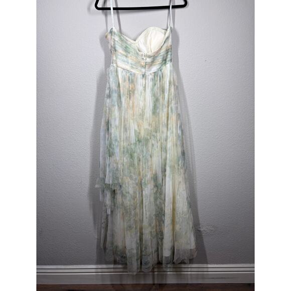 Jenny Yoo Collection 10 Annabelle Print Maxi Dress Ivory Sage Watercolor Pleated - Picture 3 of 12